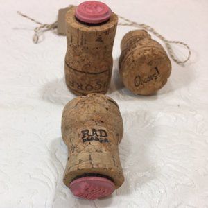 Wine Cork Rubber Stamps Set of 3: Cheers!, Happy New Year, Midnite Clock 2"